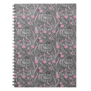 HALLOWEEN ROSA FLAMINGO & BLACK CAT I PUMPKIN, ANTECKNINGSBOK