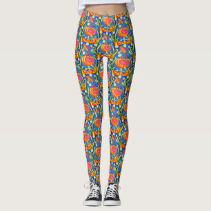 HALLOWEEN ROSA FLAMINGO & BLACK CAT I PUMPKIN LEGGINGS