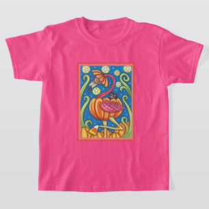 HALLOWEEN ROSA FLAMINGO & BLACK CAT I PUMPKIN T SHIRT
