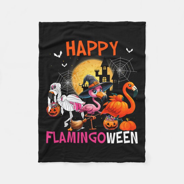 Halloween Rosa Flamingo Costume Skeleton Witch Fleecefilt (Framsidan)