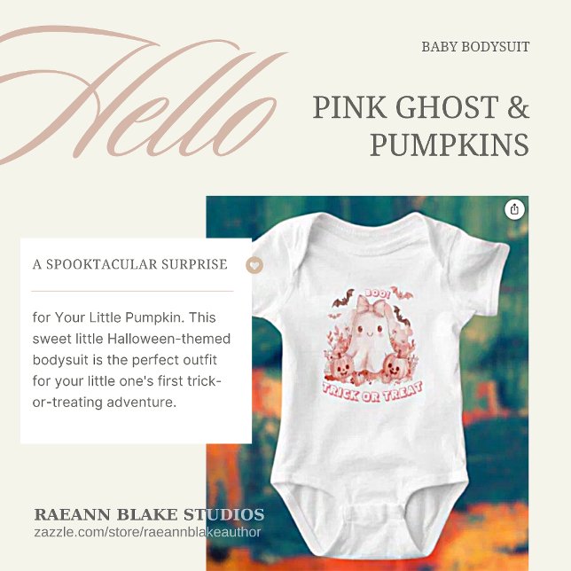 Halloween Rosa Ghost och Pumpkins Baby Bodydräkt T Shirt (Skapare uppladdad)