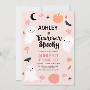 Halloween Rosa Halloween Fourever Spooky Birthday Inbjudningar