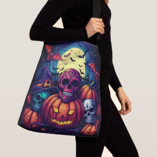 Halloween, Rosa Häxa Hatt Dödskalle ,Socker Dödska Axelväska