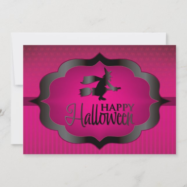 Halloween rosa häxa kort (Framsida)