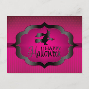 Halloween rosa häxa vykort