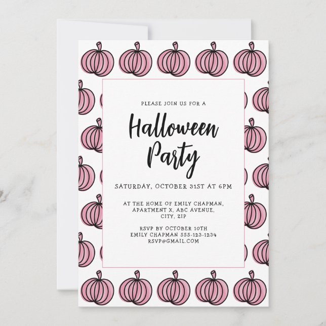 Halloween rosa-pumpa inbjudningar (Framsida)