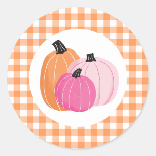 Halloween Rosa Pumpa Orange Plaid Runt Klistermärke