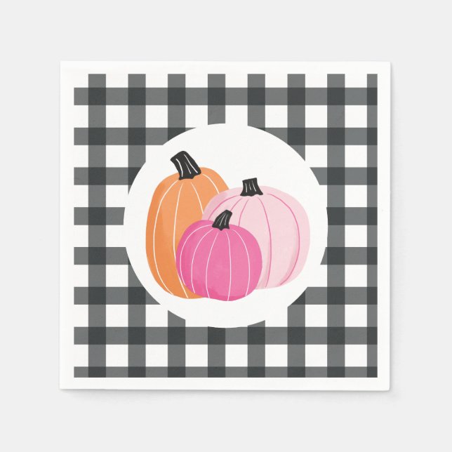 Halloween rosa Pumpkins black Play Napkins Pappersservett (Framsidan)