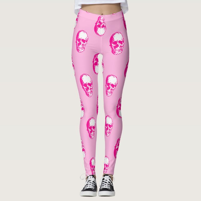 halloween rosa skallgotisk leggings (Framsida)