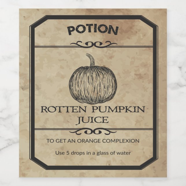 Halloween Rotten Pumpkin Juice Apothecary Label Vinflaska Etikett (Singel etikett)
