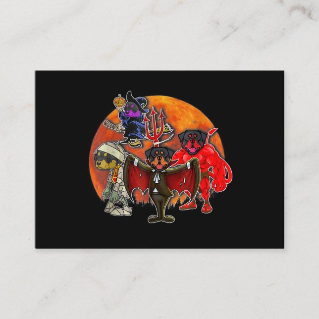 Halloween Rottweiler Costume Mummy Evil Witch Pump Visitkort (Framsida)