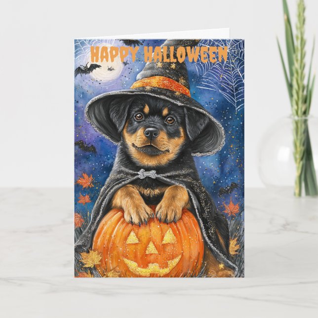 Halloween Rottweiler Dog Helgkort (Framsida)
