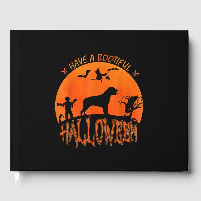 Halloween Rottweiler Hund Funny Scary Costume Älsk Gästböcker (Framsida)