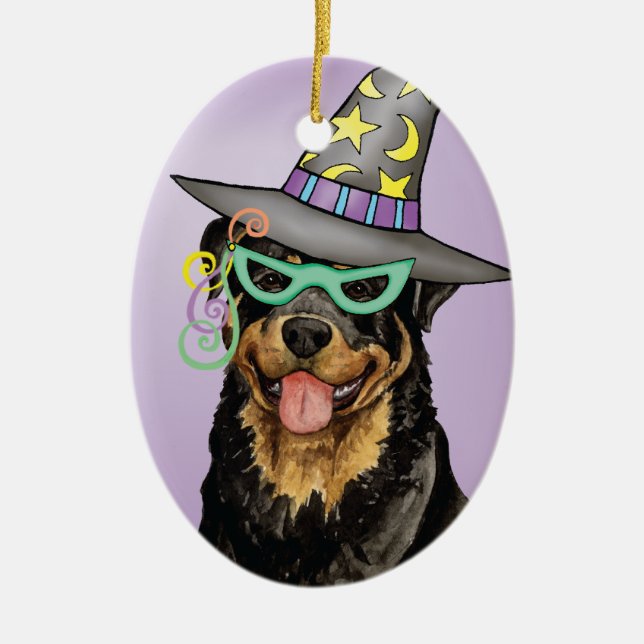 Halloween Rottweiler Julgransprydnad Keramik (Framsidan)