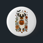 Halloween Rottweiler med blommor Knapp<br><div class="desc">Halloween Rottweiler med blommor</div>