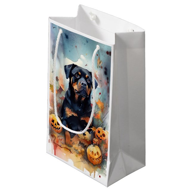 Halloween Rottweiler med pumpor Scary (Framsidan Vinklad)