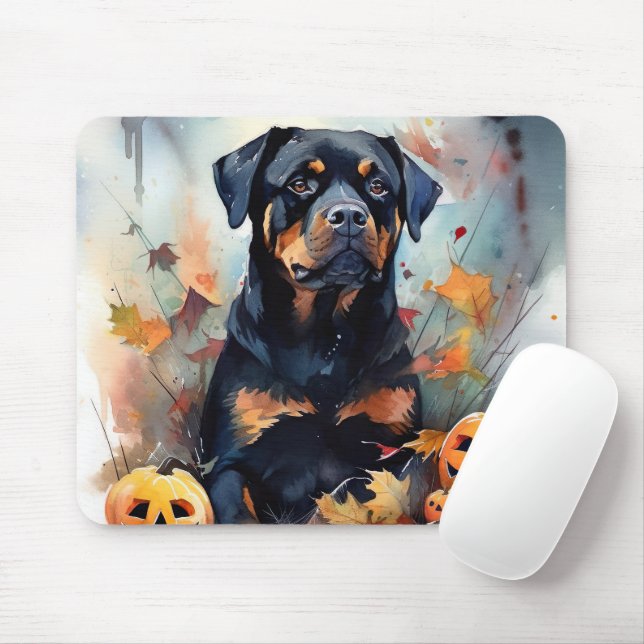 Halloween Rottweiler med pumpor Scary Musmatta (Med mus)
