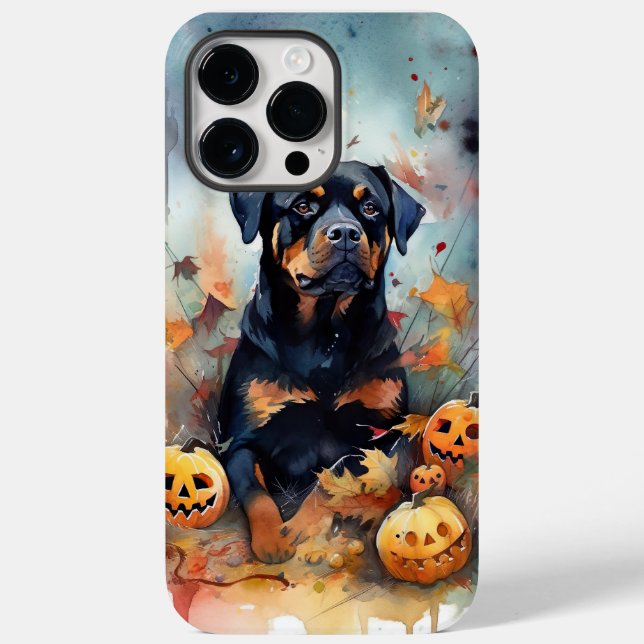 Halloween Rottweiler Med Pumpor Skräckinjagande (Baksida)