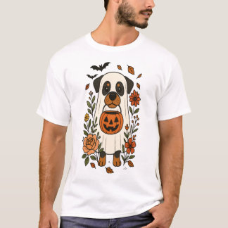 Halloween Rottweiler with Flowers T Shirt
