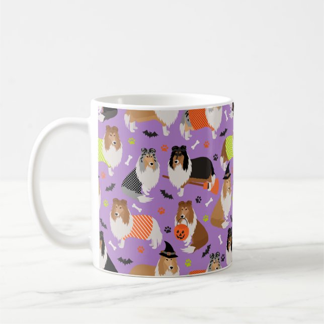Halloween Rough Collie Coffee Mugg (Vänster)