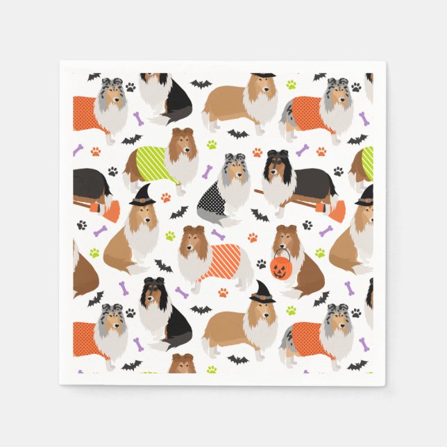 Halloween Rough Collie Napkins Pappersservett (Framsidan)