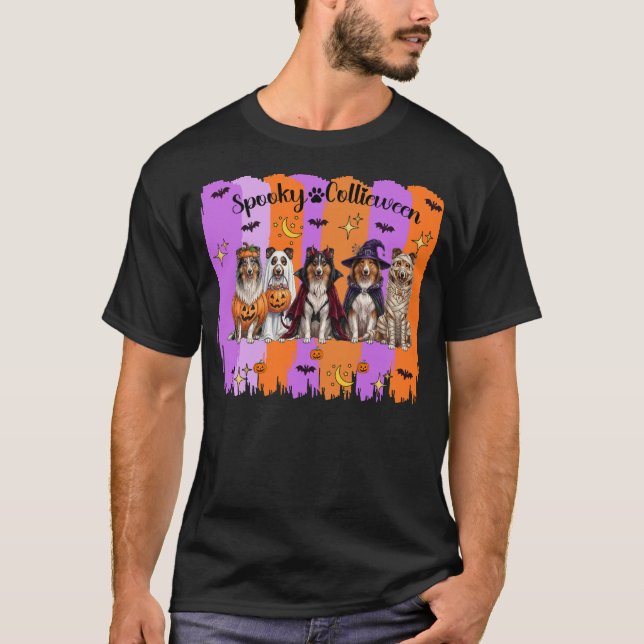 Halloween Rough Collie T Shirt (Framsida)