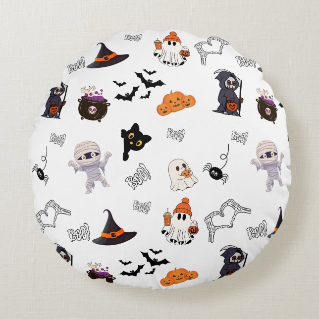Halloween Round Pillow Rund Kudde (Framsidan)