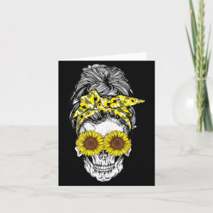 Halloween Rufsiga Upphöjt Hårskalle Solros Blommig Kort