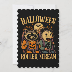 Halloween Rullande Skrik Tvättbjörn och Pungråtta Inbjudningar