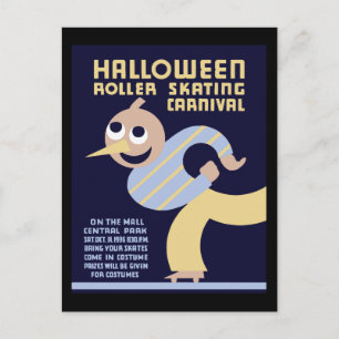 Halloween-rullskridkarneval Vykort