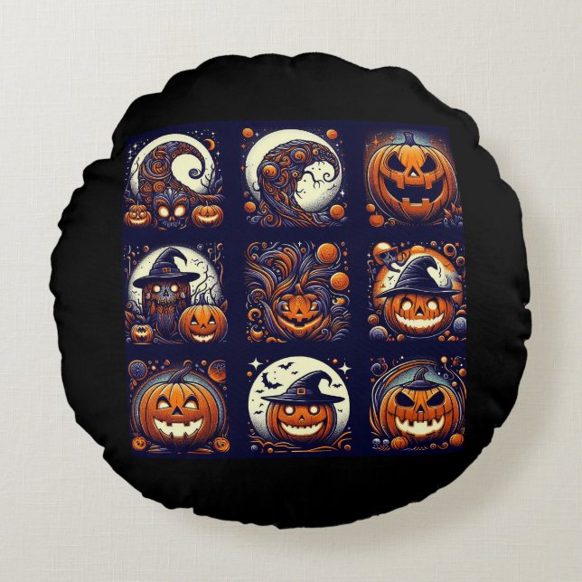 Halloween Rund Kudde (Framsidan)