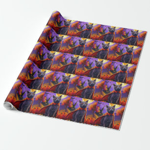Halloween Russian Blue Cat Vampire Pumpkins Scary Presentpapper