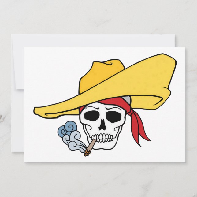 Halloween Rykande Dödskalle med Bandana Tecknad Fi Kort (Framsida)