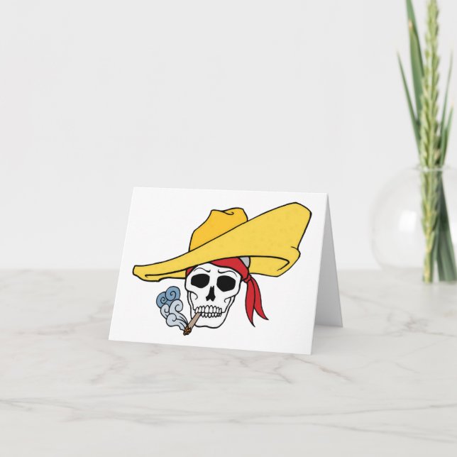 Halloween Rykande Döskalle med Bandana Tecknad Fil Kort (Framsida)