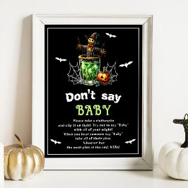 Halloween "Säg inte Baby" Baby Shower-spel Poster