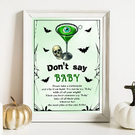 Halloween "Säg inte Baby" Baby Shower-spel Poster