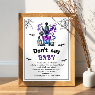 Halloween "Säg inte Baby" Baby Shower-spel Poster