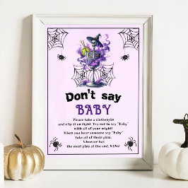 Halloween "Säg inte Baby" Baby Shower-spel Poster