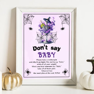Halloween "Säg inte Baby" Baby Shower-spel Poster
