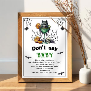 Halloween "Säg inte Baby" Baby Shower-spel Poster