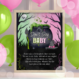 Halloween Säg Inte Baby Baby Shower Spelskylt Poster