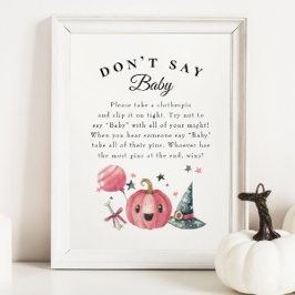 Halloween "Säg inte Baby", babykläder Poster