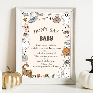 Halloween "Säg inte Baby", babykläder Poster
