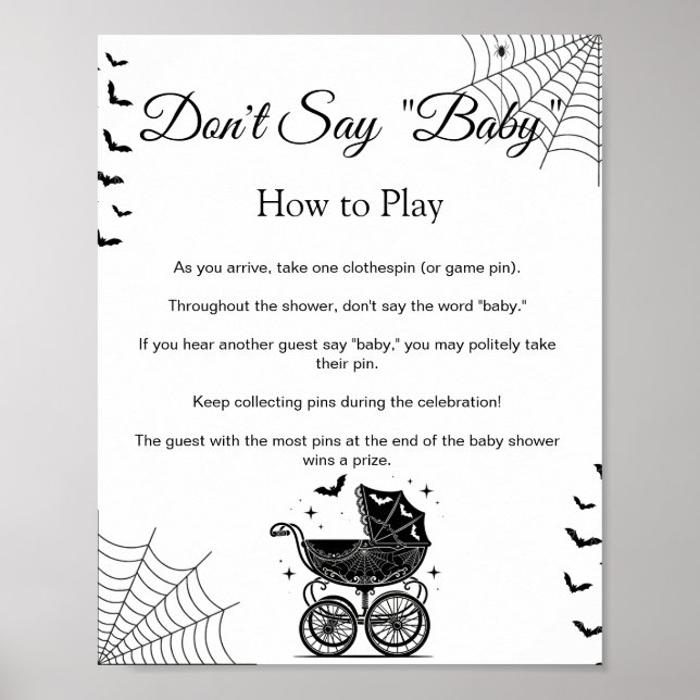 Halloween Säga Inte Baby Shower Spel Skylt (Framsidan)