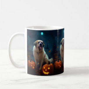 Halloween Saint Bernard Med Pumpa Skräckinjagande Kaffemugg