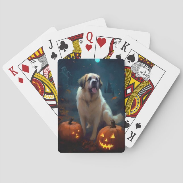 Halloween Saint Bernard med Pumpkins Scary Casinokort (Baksidan)