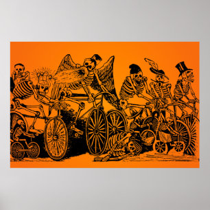 HALLOWEEN SALE! Skeleton Cyclists av J. Posada Poster