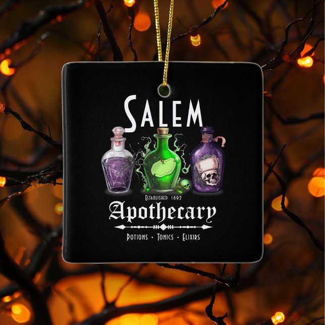 Halloween Salem Apothecary Potions Tonics Elixirs Julgransprydnad Keramik (Skapare uppladdad)