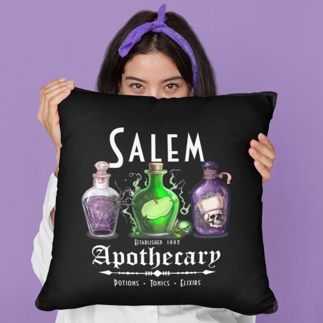 Halloween Salem Apothecary Potions Tonics Elixirs Kudde (Skapare uppladdad)