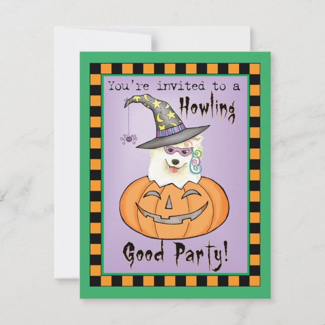 Halloween Samoyed-inbjudan Kort (Framsida)